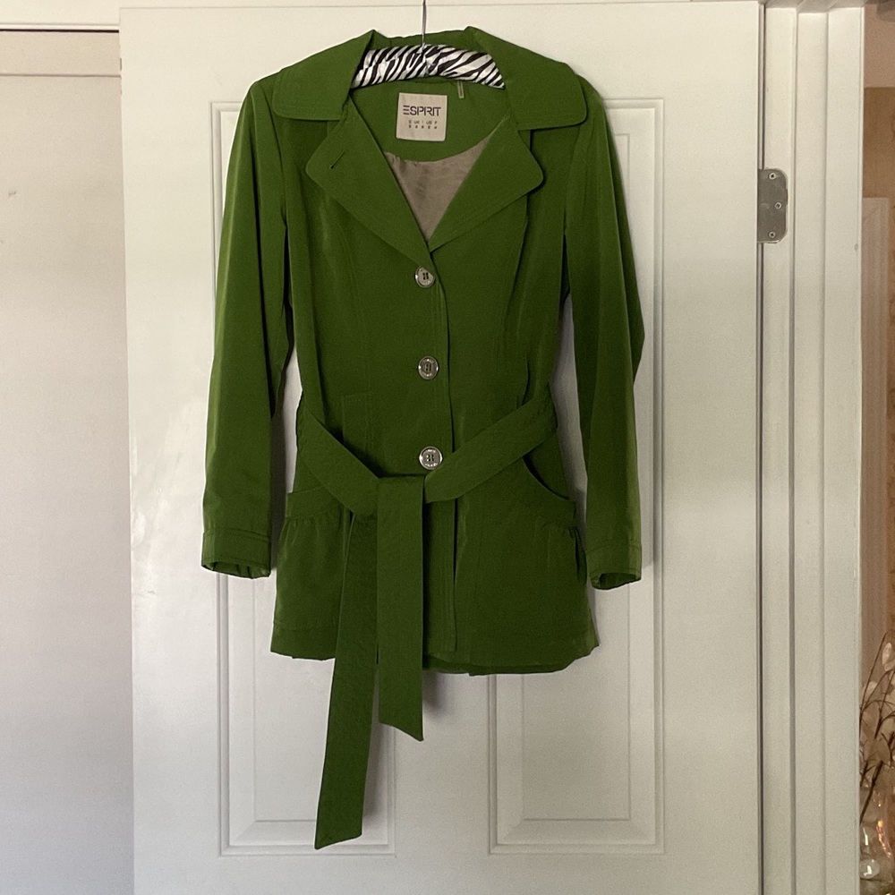 Esprit Vibrant Green Trench Coat with Belt